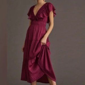 Anthropologie Ruffled Tiered Midi Dress